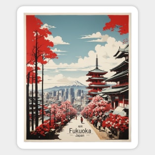 Fukuoka Japan Vintage Poster Tourism 2 Sticker
